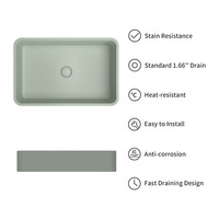 MOHOM Lavabo de salle de bain en béton de forme carrée au design moderne haut de gamme, à poser sur comptoir, écologique, résistant à l'eau, 16L