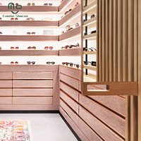 Nuevo diseño, cerradura de cristal, exhibición de anteojos de madera, decoración de tienda, muebles de tienda