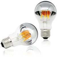 Ampoule LED à filament G45 G80 G95 G125 A60, demi-argentée, à effet miroir, dimmable, pour la décoration de lustres vintage