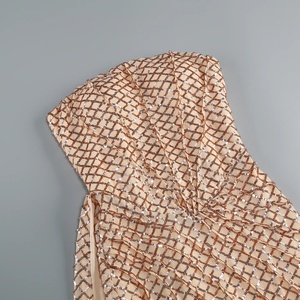 Новое женское вечернее платье премиум-класса с боковыми швами и лентами, сексуальное, цвета шампань, без бретелек, с жемчугом, на косточках, в пол, длинное. - Product Image 5