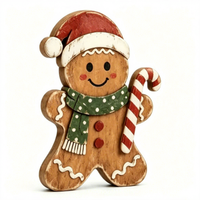 Décorations de Noël en bois de style ferme vintage pour table, figurines de bonhomme en pain d'épices et maison, pour plateau à étages, idéales pour les cadeaux de fêtes