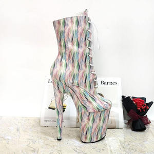 Nuove Scarpe da Pole Dance a Righe da 20cm, Tacchi Sexy da 8 Pollici con Lacci, Stivali alla Caviglia con Plateau per Modelli di Moda - Product Image 5
