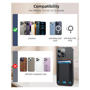 Tarjetero Magnético Resistente con Banda Elástica para iPhone 16 15 14 13 12, Cartera Delgada de Cuero para Teléfono, Funda Expandible para Tarjetas - Product Image 4
