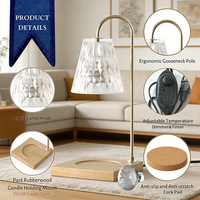 Lampe chauffe-cire élégante et réglable en bois, métal et acrylique avec minuterie pour l'aromathérapie