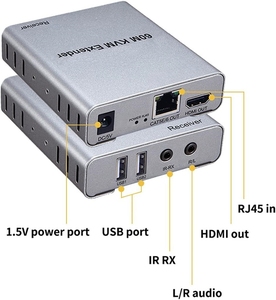Extensor KVM HDMI <span class=keywords><strong>USB</strong></span> <span class=keywords><strong>de</strong></span> 60M 1080P sobre Cable Ethernet CAT5e/CAT6 RJ45, Transmisor y Receptor <span class=keywords><strong>de</strong></span> Audio y Video, Convertidor <span class=keywords><strong>de</strong></span> Extensión <span class=keywords><strong>de</strong></span> Señal - Product Image 4