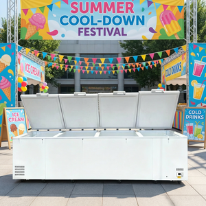 Refrigerador de Supermercado de Cuatro Puertas de 2200L, 220V, Congeladores Profundos, Refrigeradores para Exhibición de Mariscos y Helados con Compresor de Refrigeración - Product Image 1