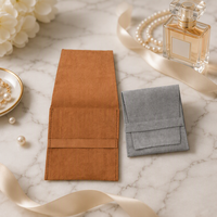 Pochette à bijoux en microfibre suédée de qualité supérieure ZXF 4 pouces x 4 pouces avec boîte et carte intérieure
