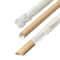 Pailles en papier imprimées emballées individuellement, motifs rayés, à pois et étoiles, 6 mm, 19,7 cm, jetables, biodégradables, pour fêtes