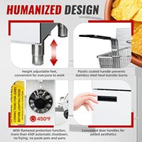 Friteuse à gaz commerciale en acier inoxydable à 3 brûleurs 90,000 BTU/h 200 °F-400 °F Thermostat réglable Capacité de 40 lb pour