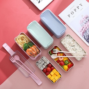 900ml Portable Eco Biodegradable <strong>3</strong> <strong>Layer</strong> Wheat Straw Bento <strong>Lunch</strong> <strong>Box</strong> with Paper <strong>Box</strong> Microwavable &amp; Detachable Design - Product Image 2