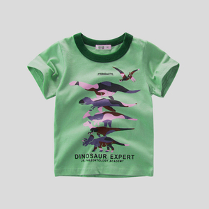 T-shirt à manches courtes pour garçon, personnalisé, nouveau modèle 2021, vêtements d'été pour enfants, camouflage, imprimé dinosaure de dessin animé, 100% coton - Product Image 6