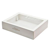 Boîte d'emballage pour dessert tiramisu en papier biodégradable avec logo personnalisé, boîte carrée blanche pour gâteau avec fenêtre