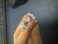 Yiwu Aceon Bague de mariage pour femme en acier inoxydable massif, sertie de zircon, avec grande pierre et sertissage à griffes, modèle Eternity, ensemble de deux pièces