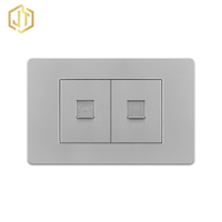 Prise murale réseau pour bureau à domicile avec double port informatique (RJ45) et port téléphonique (RJ11) en verre/PC