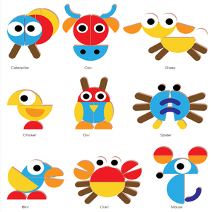 Jouet éducatif populaire <span class=keywords><strong>Montessori</strong></span>, puzzle en bois en forme d'animaux 3D, combinaison <span class=keywords><strong>libre</strong></span> - Product Image 2