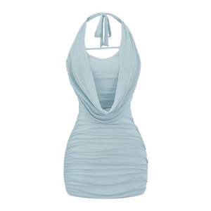 Robe d'été vintage antistatique style européen et américain, col halter en maille, taille empire, pour femme séduisante - Product Image 3