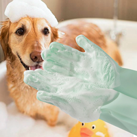 Gant de massage pour animaux de compagnie Roki 2-en-1 en silicone, gant de toilettage pour chiens, écologique, biodégradable, taille petite/moyenne, nettoyage des poils