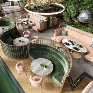 เฟอร์นิเจอร์ร้านอาหารไม้สมัยใหม่ <span class=keywords><strong>ราคา</strong></span><span class=keywords><strong>ถูก</strong></span> ขายดี ชุดโต๊ะรับประทานอาหารแบบเร็วสำหรับร้านอาหาร โต๊ะสีเขียวพร้อมที่นั่งแบบบูธ - Product Image 2