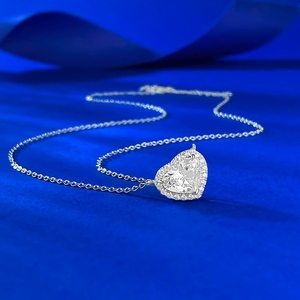 S925 Argent 7*9mm Gros Coeur Encerclé Collier Clavicule Chaîne - Product Image 3