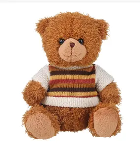 शीर्ष गुणवत्ता कस्टम कार्टून लवली भरवां नरम खिलौना आलीशान टेडी भालू के साथ काले स्वेटर