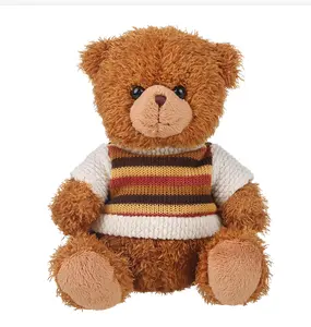 Top qualität benutzerdefinierte cartoon reizende angefüllte weiche spielzeug plüsch teddy bär mit schwarz pullover