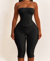 Body sculptant sans bretelles, effet corset, gainant la taille, sans couture, coupe capri, tenue amincissante