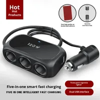 Adaptateur de prise 1 vers 3, marque YFL, matériau plastique, accessoires intérieurs de voiture, double prise USB, appareil 12V pour téléphone portable