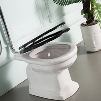 Inodoro de Estilo Victoriano Tradicional con Tanque de Agua de Alto Nivel, Descarga Única, Cisterna de Aluminio, Asiento con Cierre Suave, Cerámica, para Hotel