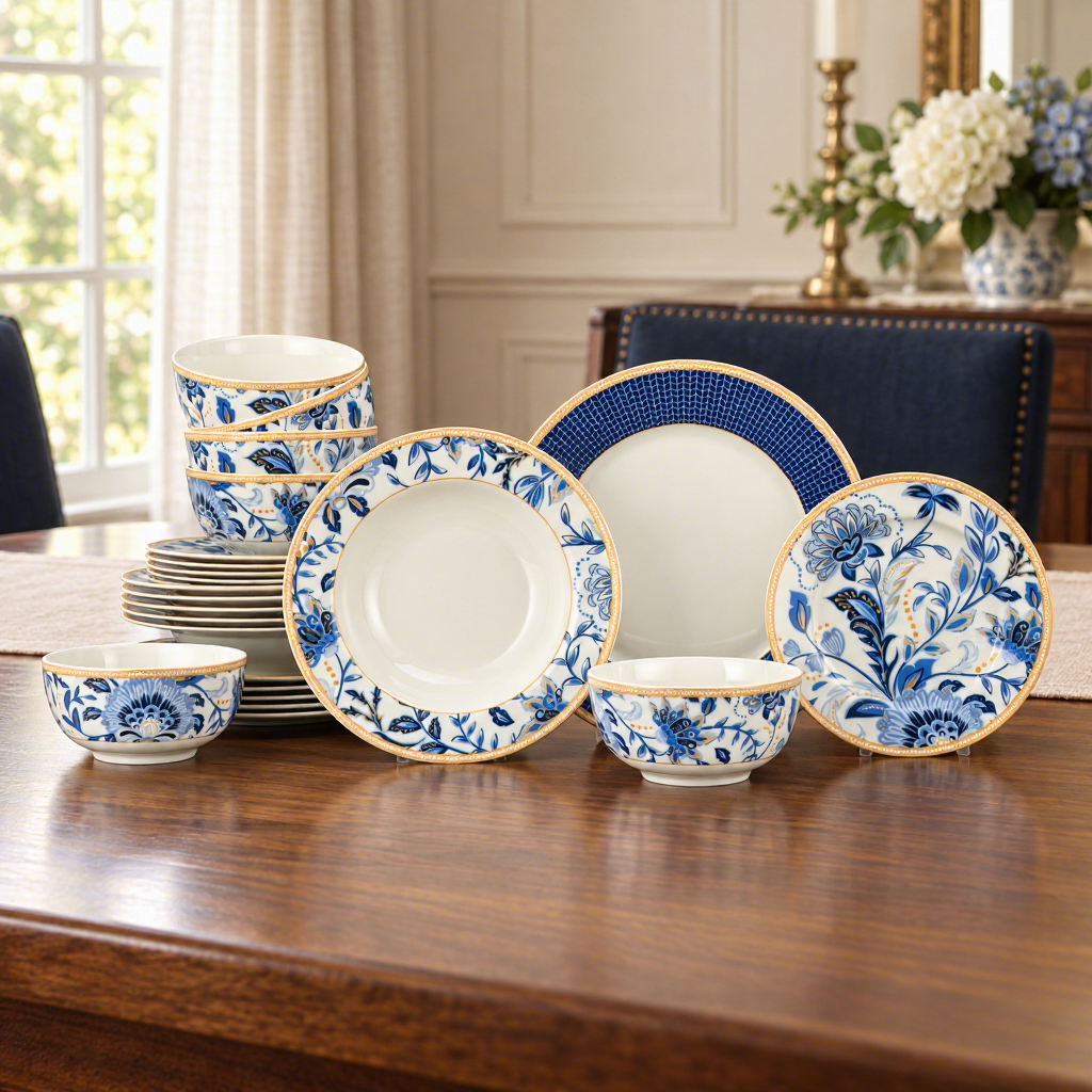 Custom Fine Bone China Luxury Crockery Tableware Plato Vajilla Assiette Porcelain Ceramic Plate Dinnerware Dinner Sets