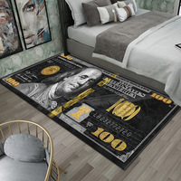 Tapis de chevet créatif en velours imprimé motif dollar, antidérapant, résistant à l'usure, doux, coussin de fenêtre, coussin de canapé