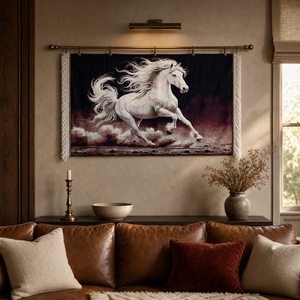 Alfombra de <span class=keywords><strong>caballo</strong></span> blanco de 60*90cm, suministro del fabricante, tapiz de <span class=keywords><strong>caballo</strong></span> modal tejido, decoración de pared. - Product Image 1