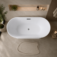 Baignoire autoportante de style français avec moulures décoratives pour projet de villa de luxe, 170 cm, en acrylique blanc, pour bain à remous, sanitaire