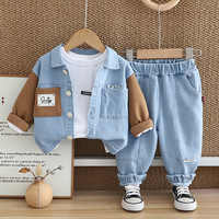 Ensemble de vêtements en jean pour bébé garçon, vente chaude, veste à col rabattu, haut à manches longues, jeans, ensemble de vêtements d'automne pour enfants