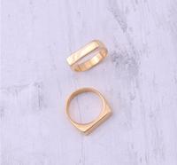 Anpassbare einfache Edelstahl-Gold platte Minimalisti scher böhmischer Siegelring Gravierbarer leerer Balken name für Damen schmuck