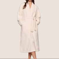 Peignoir de bain d'hôtel de luxe personnalisé, blanc, rose, en microfibre de cachemire, long peignoir de spa pour hommes et femmes, doublure en peluche, thermique, doux, absorbant, uni