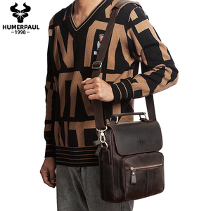 <span class=keywords><strong>Sac</strong></span> à dos de luxe en cuir véritable pour homme, grande capacité, sacoche messager portable avec fermeture éclair, mallette de voyage rigide - Product Image 6