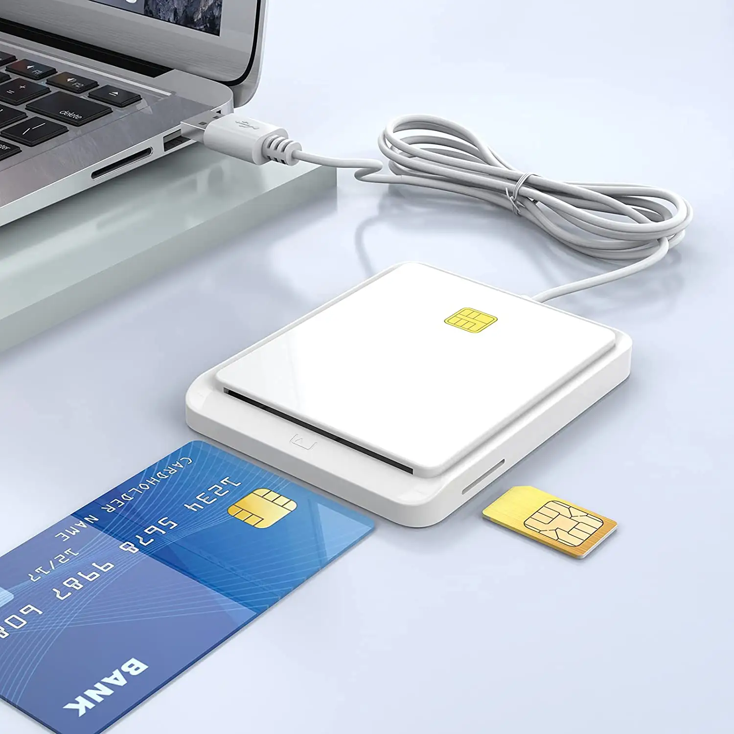 Rocketek Hot-Plug Dual Slot Design Portable Mini ID Card Reader USB 2.0 SIM Card Smart Card Reader
