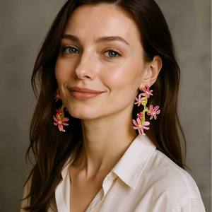 ต่างหูเพชรเซอร์คอนสีตัดกันสำหรับผู้หญิงทำจากน้ำมันผสมแบบหยดขนาดเล็ก - Product Image 1