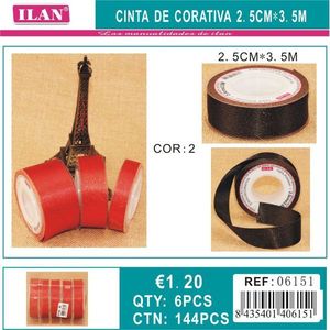 Il nastro decorativo 2,5 cm x 3,5 m rosso nero per lavori artigianali - Product Image 1