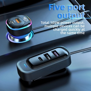 75W 5 porte USB caricabatterie rapido per auto 3.0 posteriore tipo-C caricabatterie per telefono cellulare iPhone Samsung Huawei Xiaomi PD auto ricarica rapida - Product Image 3