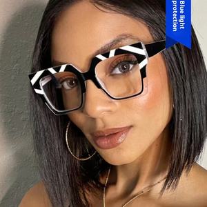 Óculos Estilosos Unissex de Moda Europeia Americana com Grande Armação em Forma de Olho de Gato, Material PC com Bloqueio de Luz Azul - Product Image 5