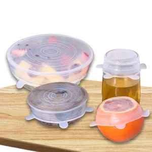 6 حزمة مختلفة الأحجام من السيليكون بغطاء مطاطي ويمكن إعادة استخدامه غطاء وعاء تخزين الطعام في المطبخ