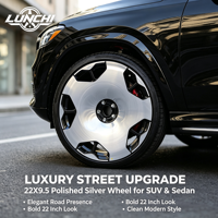 Velg Aluminium Tempa 22 Inci untuk ZEEKR 9X, Pelek Kustom OEM, Aluminium 6061 T6, Permukaan Poles, Hitam Gloss, Tepi Dipoles