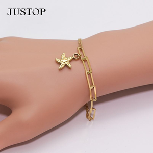 Pulsera de Acero Inoxidable con Dijes de Corazón Geométrico de Ágata Dorada, Estilo Vintage Minimalista y Ecológico para Mujer, Venta al por Mayor - Product Image 2