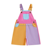Combinaison Chic d'Été pour Bébé et Jeune Enfant, 95% Coton, Style Patchwork, Personnalisable en Usine, Faible MOQ, avec Bretelles et Poches, pour Garçons et Filles