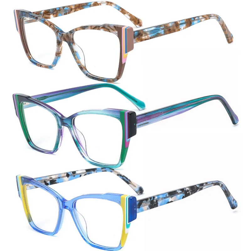 High End อะซิเตทแว่นตา2023ใหม่ล่าสุดผู้หญิงผู้ชายที่มีสีสันแว่นตาผลิตแว่นตา