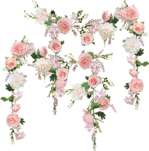 OrgMemory 2 pièces Chemin de table pivoine et rose 180cm en soie artificielle lumineuse, métal et plastique, écologique, imperméable, Saint-Valentin - Product Image 1