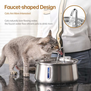 Fontaine à eau pour chat 4L Water Drop en acier inoxydable avec pompe anti-colmatage, adaptateurs USB+EU US, compatible multi-animaux - Product Image 4