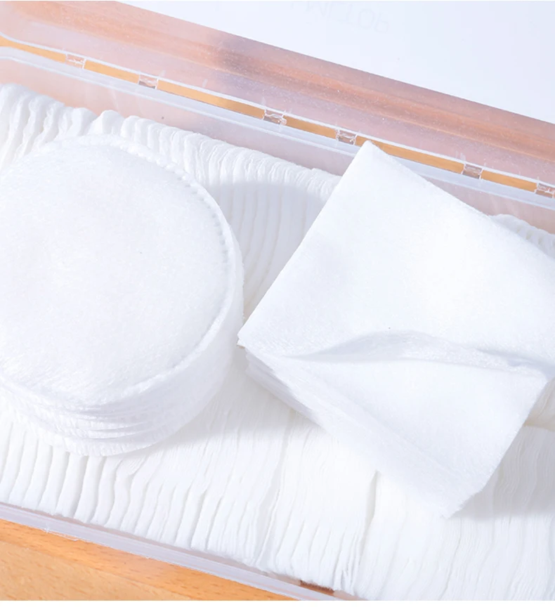 Wholesale Organic Cosmetic Cotton Pads Efficient Makeup Remover 50 Pieces Round Pads And 500piece Rectangle Pads B245