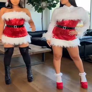 Vestido de Navidad con Lentejuelas Rojo de Santa Claus para Mujer, Disfraz Sexy de Santa Claus para Fiesta, Precio Bajo, Gran Venta - Product Image 5